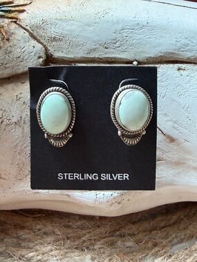 Sterling Silver Paloma Mint Green Stone Oval Stud Earrings